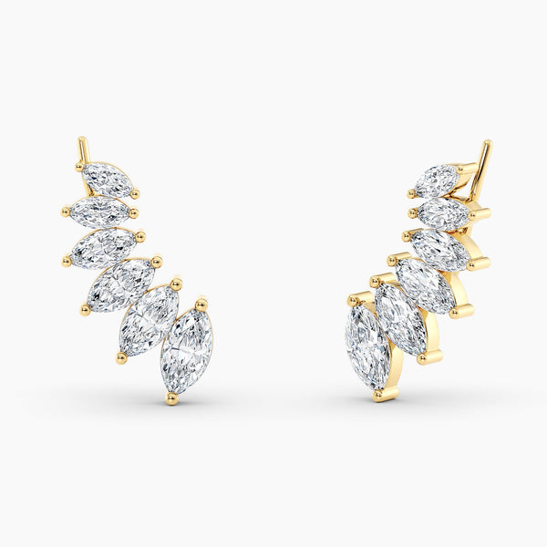 Marquise Lab Grown Diamond Earring Climbers 3.00 Ct. tw. 14K Yellow Gold