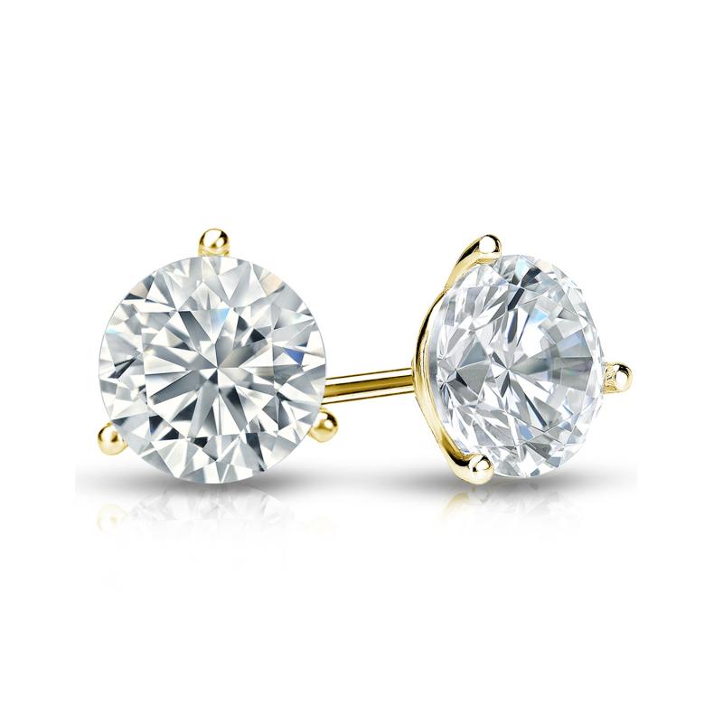 Simran Collection — 0.75 ct. tw Lab Grown Diamond Stud Earrings Set with 3-Prong Martini in 14K Gold (E-F, SI)