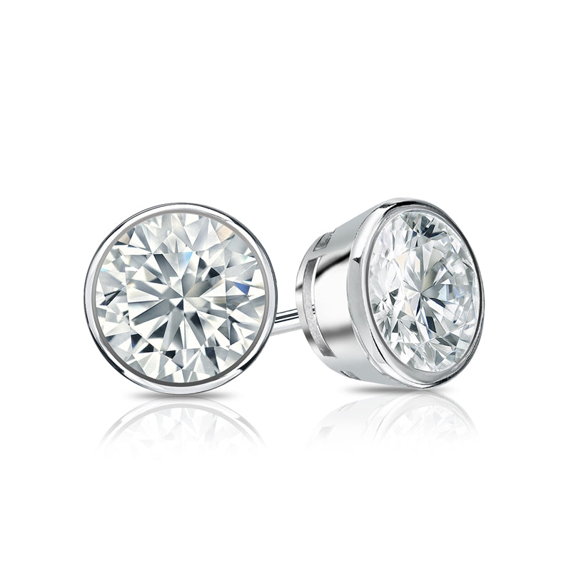 Simran Collection — 1.25 ct. tw Lab Grown Diamond Stud Earrings Bezel Setting in 14K Gold (E-F, SI)