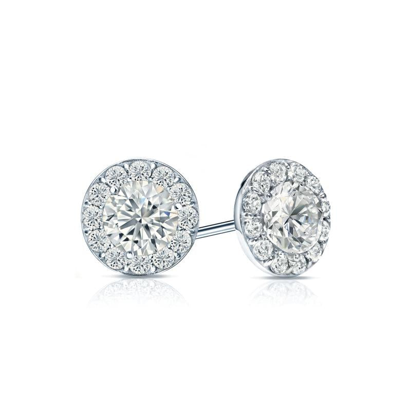 Simran Collection — Halo 2.00 ct. tw Lab Grown Diamond Stud Earrings in 14K Gold (E-F, SI)
