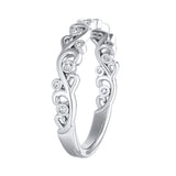 Floral Lab Grown Diamond Wedding Ring in 14K White Gold