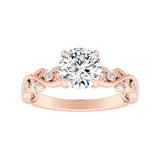 1.00 ct. Center Round Lab Grown Floral Diamond Engagement Ring in 14K White Gold
