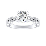 1.00 ct. Center Round Lab Grown Floral Diamond Engagement Ring in 14K White Gold
