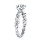 1.00 ct. Center Round Lab Grown Floral Diamond Engagement Ring in 14K White Gold