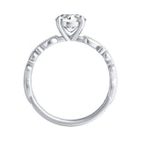 1.00 ct. Center Round Lab Grown Floral Diamond Engagement Ring in 14K White Gold