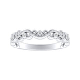 Floral Milgrain Lab Grown Diamond Wedding Ring in 14K White Gold