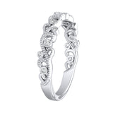 Floral Milgrain Lab Grown Diamond Wedding Ring in 14K White Gold