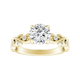 1.00 ct. Center Round Lab Grown Floral Diamond Engagement Ring in 14K White Gold