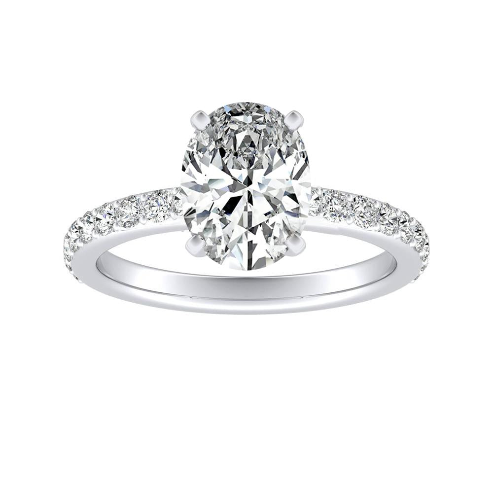 Simran Collection — 1.00 ct. Center Oval Lab Grown Classic Diamond Engagement Ring in 14K White Gold