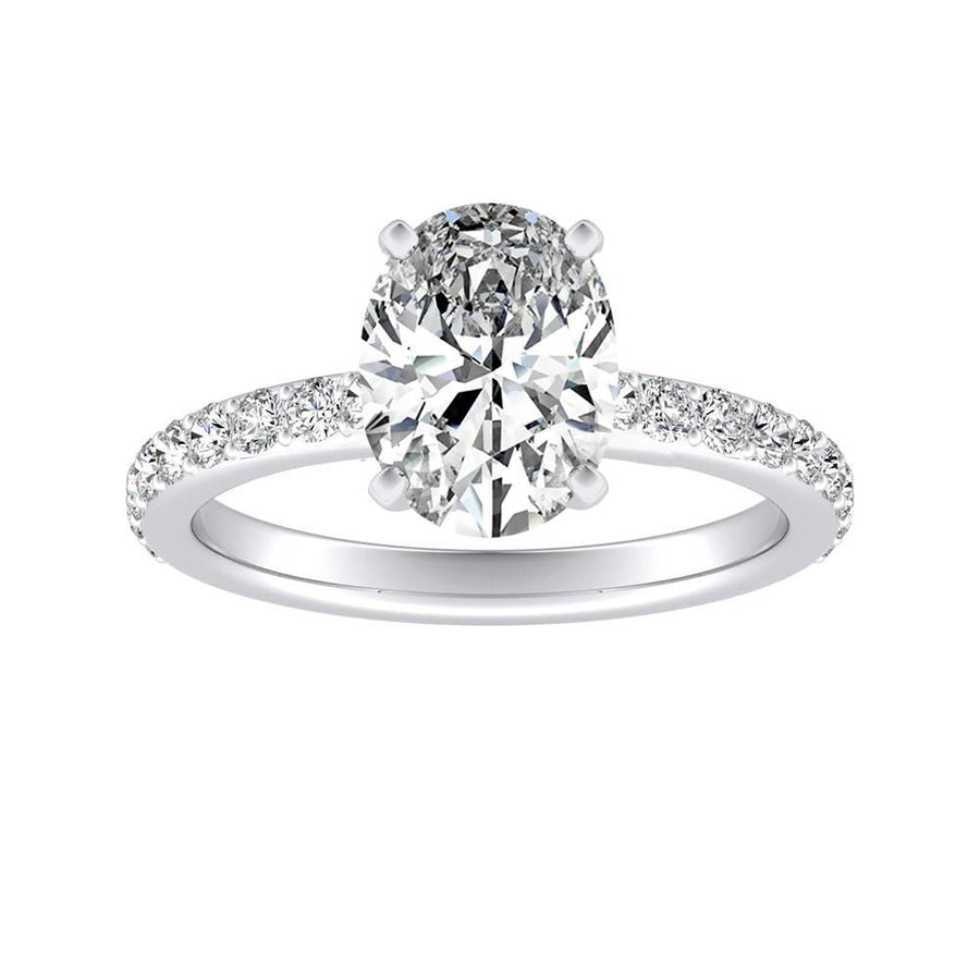 Simran Collection — 1.00 ct. Center Oval Lab Grown Classic Diamond Engagement Ring in 14K White Gold