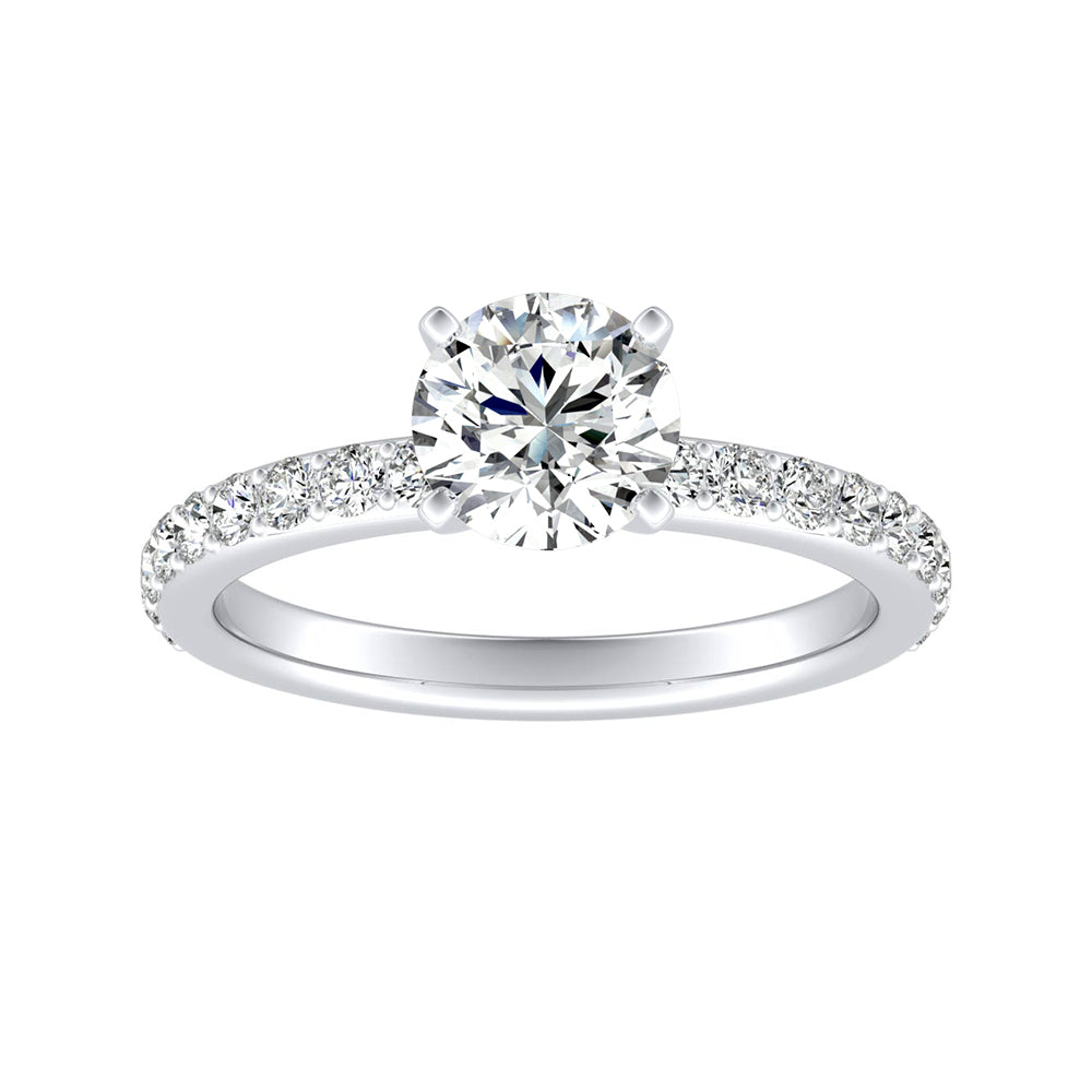 Simran Collection — 1.00 ct. Center Round Lab Grown Classic Diamond Engagement Ring in 14K White Gold