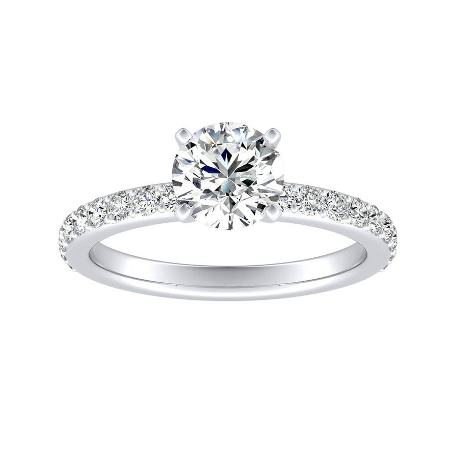 Simran Collection — 1.00 ct. Center Round Lab Grown Classic Diamond Engagement Ring in 14K White Gold