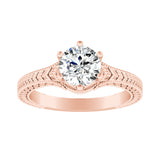 1.00 ct. Center Round Lab Grown Vintage Solitaire Diamond Engagement Ring in 14K White Gold