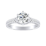 1.00 ct. Center Round Lab Grown Vintage Solitaire Diamond Engagement Ring in 14K White Gold