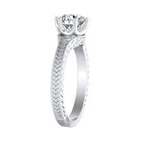1.00 ct. Center Round Lab Grown Vintage Solitaire Diamond Engagement Ring in 14K White Gold