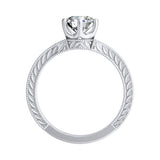 1.00 ct. Center Round Lab Grown Vintage Solitaire Diamond Engagement Ring in 14K White Gold