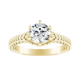 1.00 ct. Center Round Lab Grown Vintage Solitaire Diamond Engagement Ring in 14K White Gold