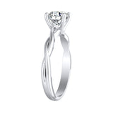 1.00 ct. Center Round Lab Grown Twisted Solitaire Diamond Engagement Ring in 14K White Gold