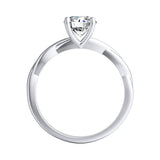 1.00 ct. Center Round Lab Grown Twisted Solitaire Diamond Engagement Ring in 14K White Gold