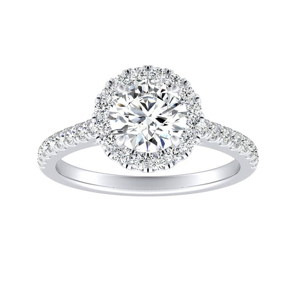 Halo 1.00 ct. Center Round Lab Grown Diamond Engagement Ring in 14K White Gold
