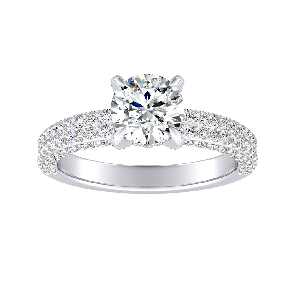 Simran Collection — 1.00 ct. Center Round Lab Grown Diamond Engagement Ring in 14K White Gold