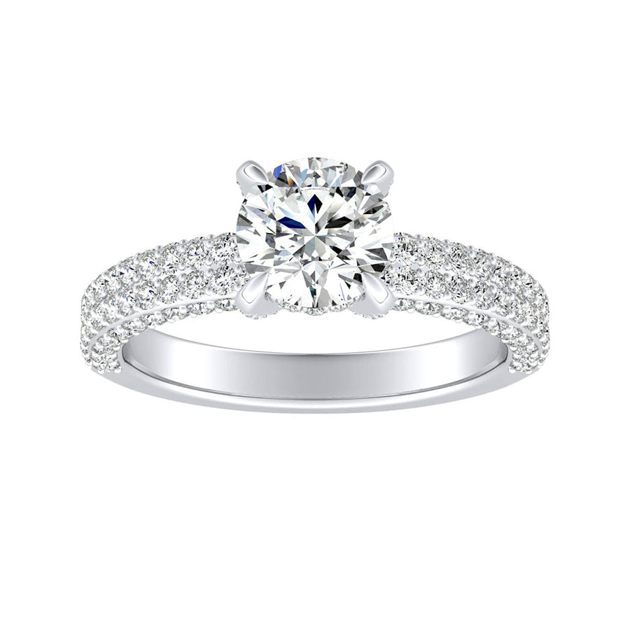 Simran Collection — 1.00 ct. Center Round Lab Grown Diamond Engagement Ring in 14K White Gold