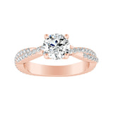 1.00 ct. Center Round Lab Grown Diamond Twisted Engagement Ring in 14K White Gold