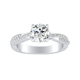 1.00 ct. Center Round Lab Grown Diamond Twisted Engagement Ring in 14K White Gold