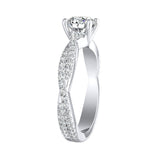 1.00 ct. Center Round Lab Grown Diamond Twisted Engagement Ring in 14K White Gold