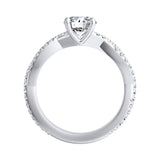 1.00 ct. Center Round Lab Grown Diamond Twisted Engagement Ring in 14K White Gold