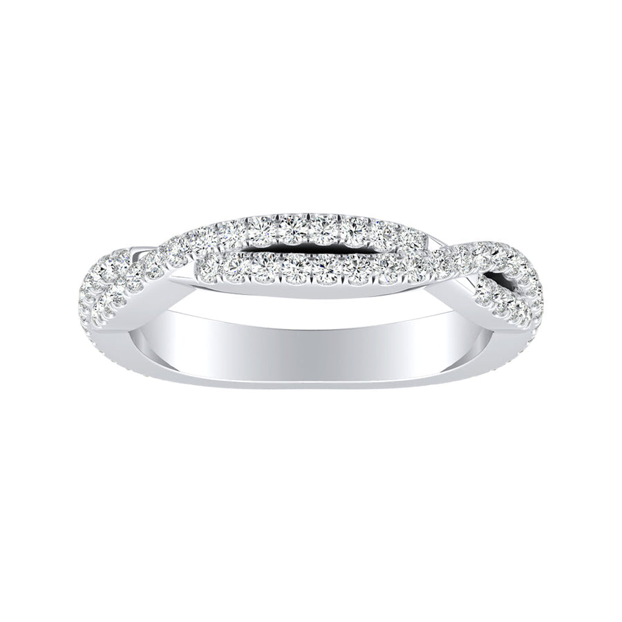 Simran Collection — Lab Grown Twisted Diamond Wedding Ring in 14K White Gold