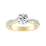 1.00 ct. Center Round Lab Grown Diamond Twisted Engagement Ring in 14K White Gold