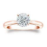 Solitaire 1.00 ct. Center Round Lab Grown Diamond Engagement Ring in 14K White Gold