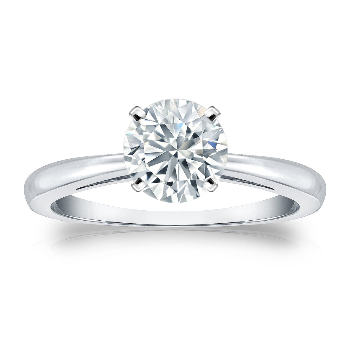 Simran Collection — Solitaire 1.00 ct. Center Round Lab Grown Diamond Engagement Ring in 14K White Gold