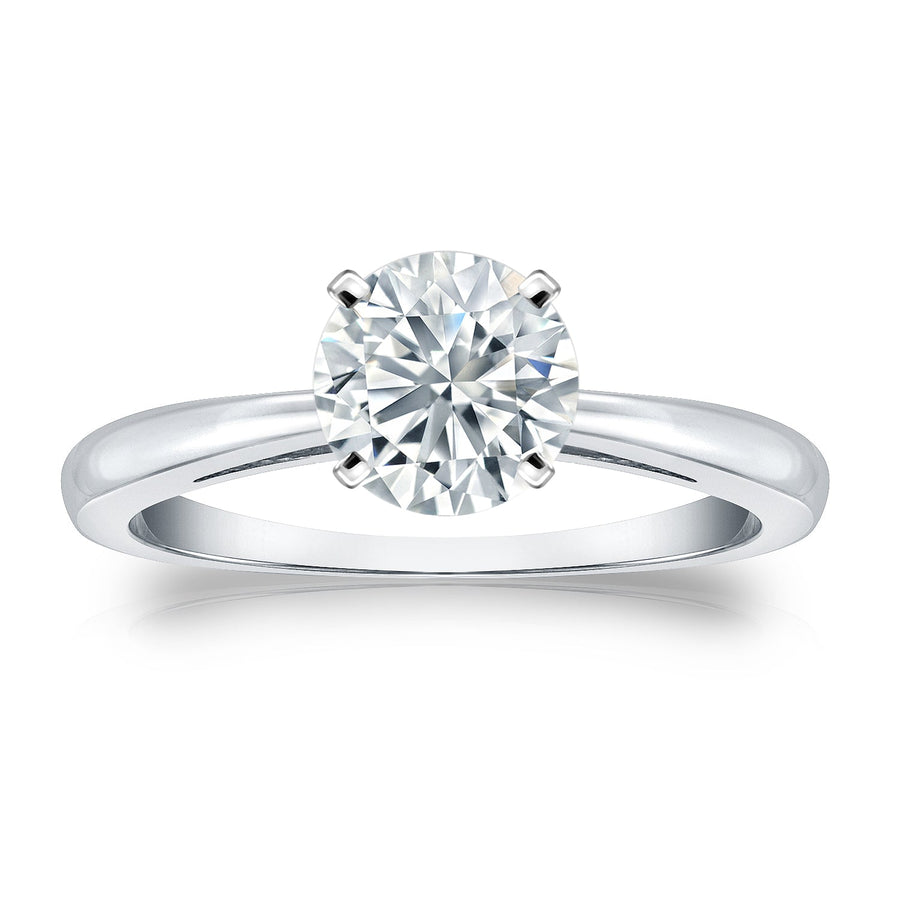 Simran Collection — Solitaire 1.00 ct. Center Round Lab Grown Diamond Engagement Ring in 14K White Gold
