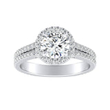 Halo 1.00 ct. Center Round Lab Grown Diamond Engagement Ring in 14K White Gold