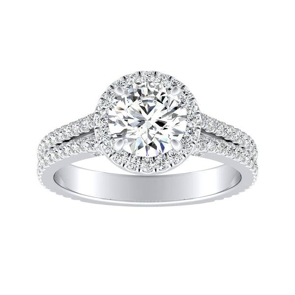 Halo 1.00 ct. Center Round Lab Grown Diamond Engagement Ring in 14K White Gold