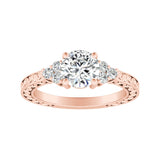 1.00 ct. Center Round Lab Grown Diamond Vintage Engagement Ring in 14K White Gold