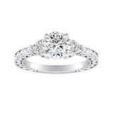 1.00 ct. Center Round Lab Grown Diamond Vintage Engagement Ring in 14K White Gold