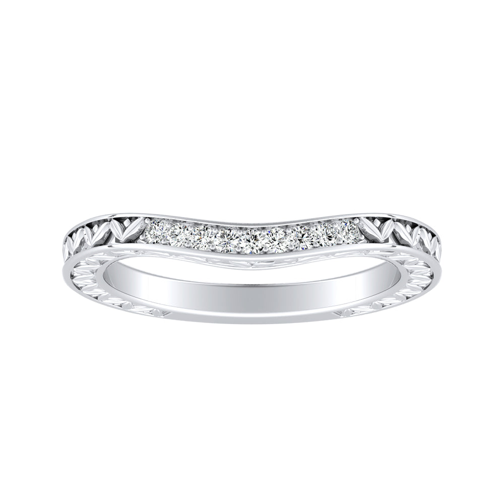 Simran Collection — Vintage Lab Grown Diamond Wedding Ring in 14K White Gold