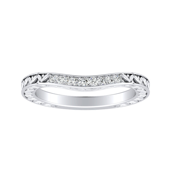 Vintage Lab Grown Diamond Wedding Ring in 14K White Gold