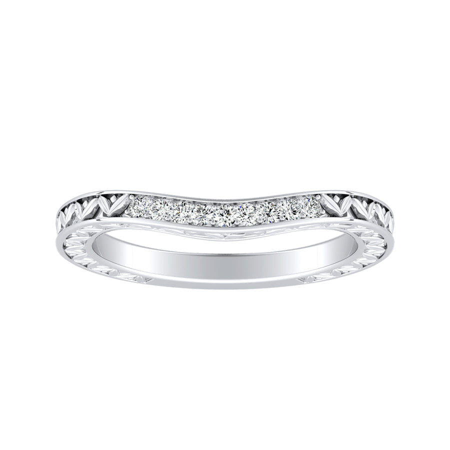 Simran Collection — Vintage Lab Grown Diamond Wedding Ring in 14K White Gold