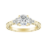 1.00 ct. Center Round Lab Grown Diamond Vintage Engagement Ring in 14K White Gold