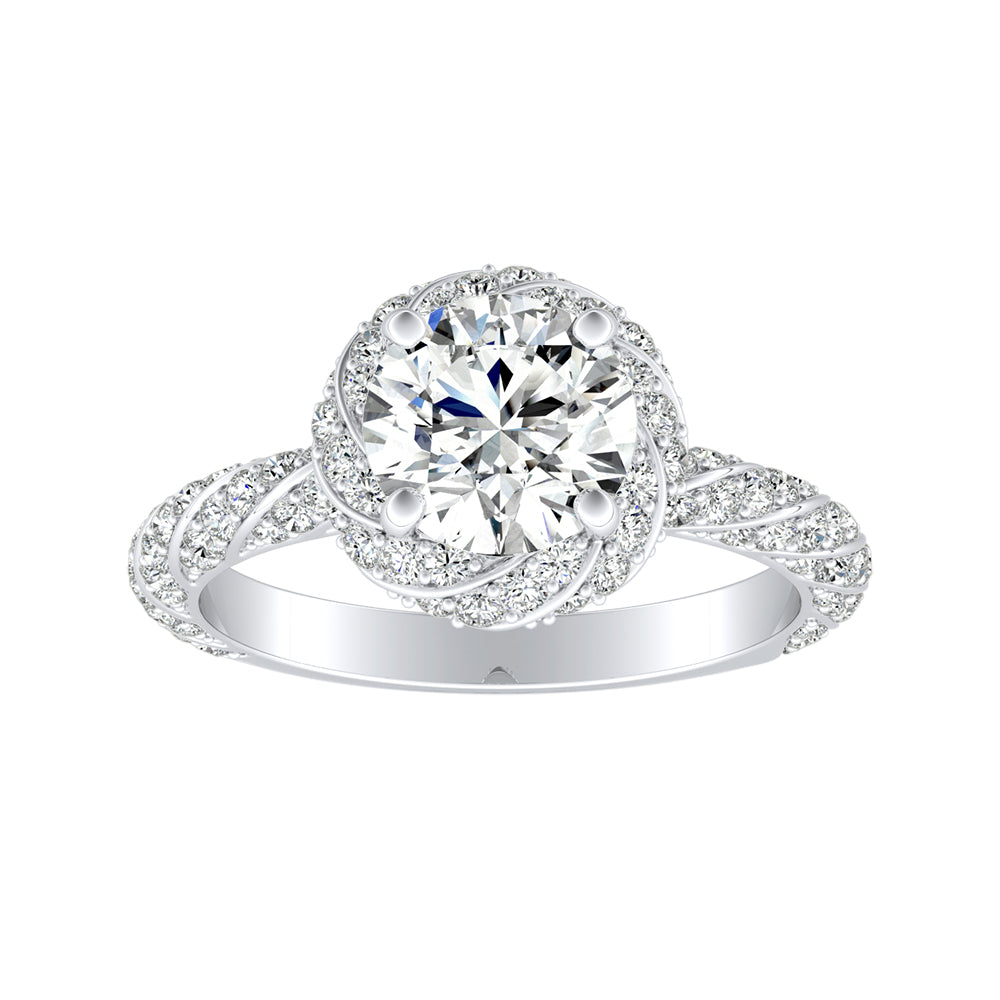 Simran Collection — Halo 1.00 ct. Center Round Lab Grown Diamond Engagement Ring in 14K White Gold
