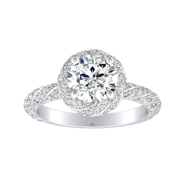 Halo 1.00 ct. Center Round Lab Grown Diamond Engagement Ring in 14K White Gold