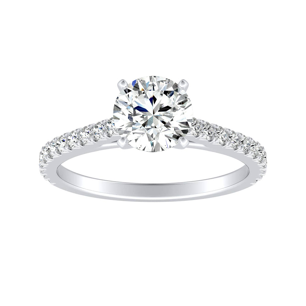 Simran Collection — Classic 1.00 ct. Center Round Lab Grown Diamond Engagement Ring in 14K White Gold
