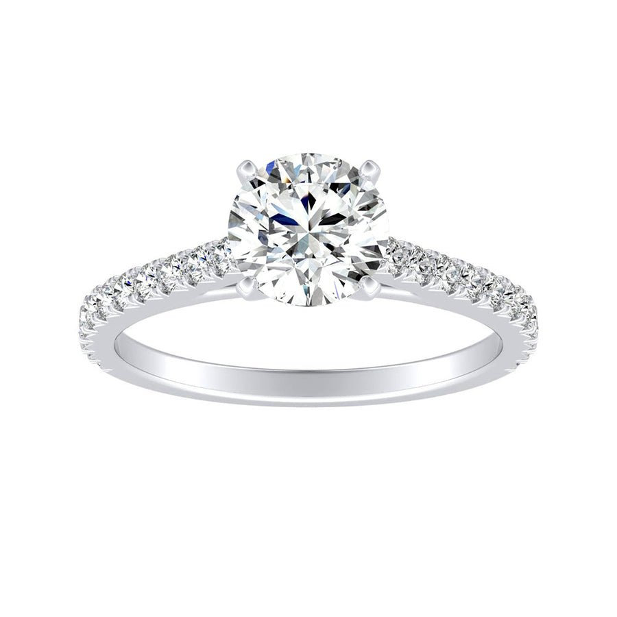 Simran Collection — Classic 1.00 ct. Center Round Lab Grown Diamond Engagement Ring in 14K White Gold