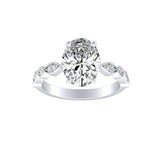 Vintage 1.00 ct. Center Oval Lab Grown Diamond Engagement Ring in 14K White Gold
