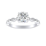 Vintage 1.00 ct. Center Round Lab Grown Diamond Engagement Ring in 14K White Gold