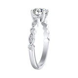 Vintage 1.00 ct. Center Round Lab Grown Diamond Engagement Ring in 14K White Gold
